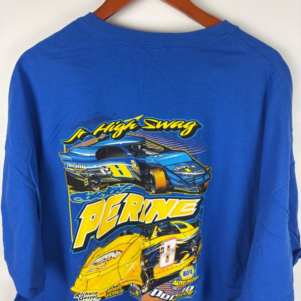 Perine Racing T Shirt Adult 4XL‎ Blue Short Sleeve Graphic